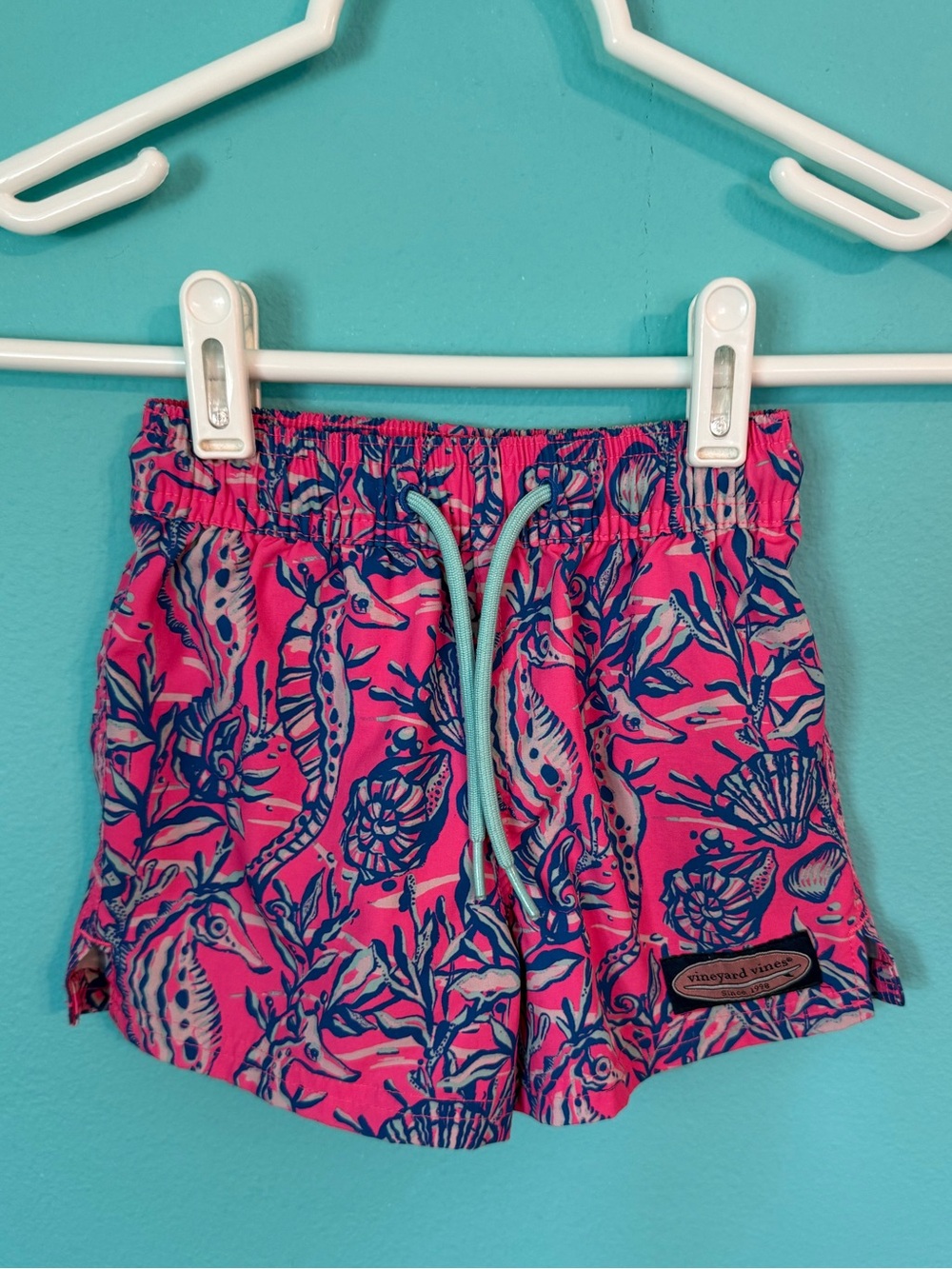 Kids Vineyard Vines Pastel Seashell Pattern Swim Trunks Size 2T